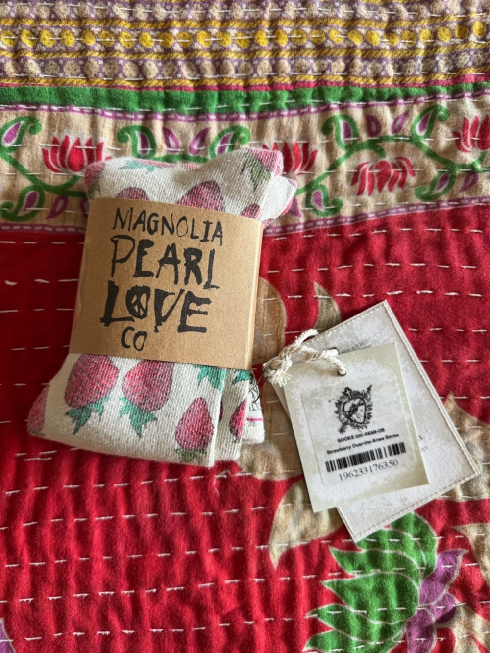Magnolia Pearl Over The Knee Strawberry Socks NWT